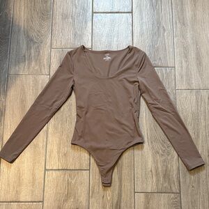 nuuds Brown Long Sleeve Bodysuit